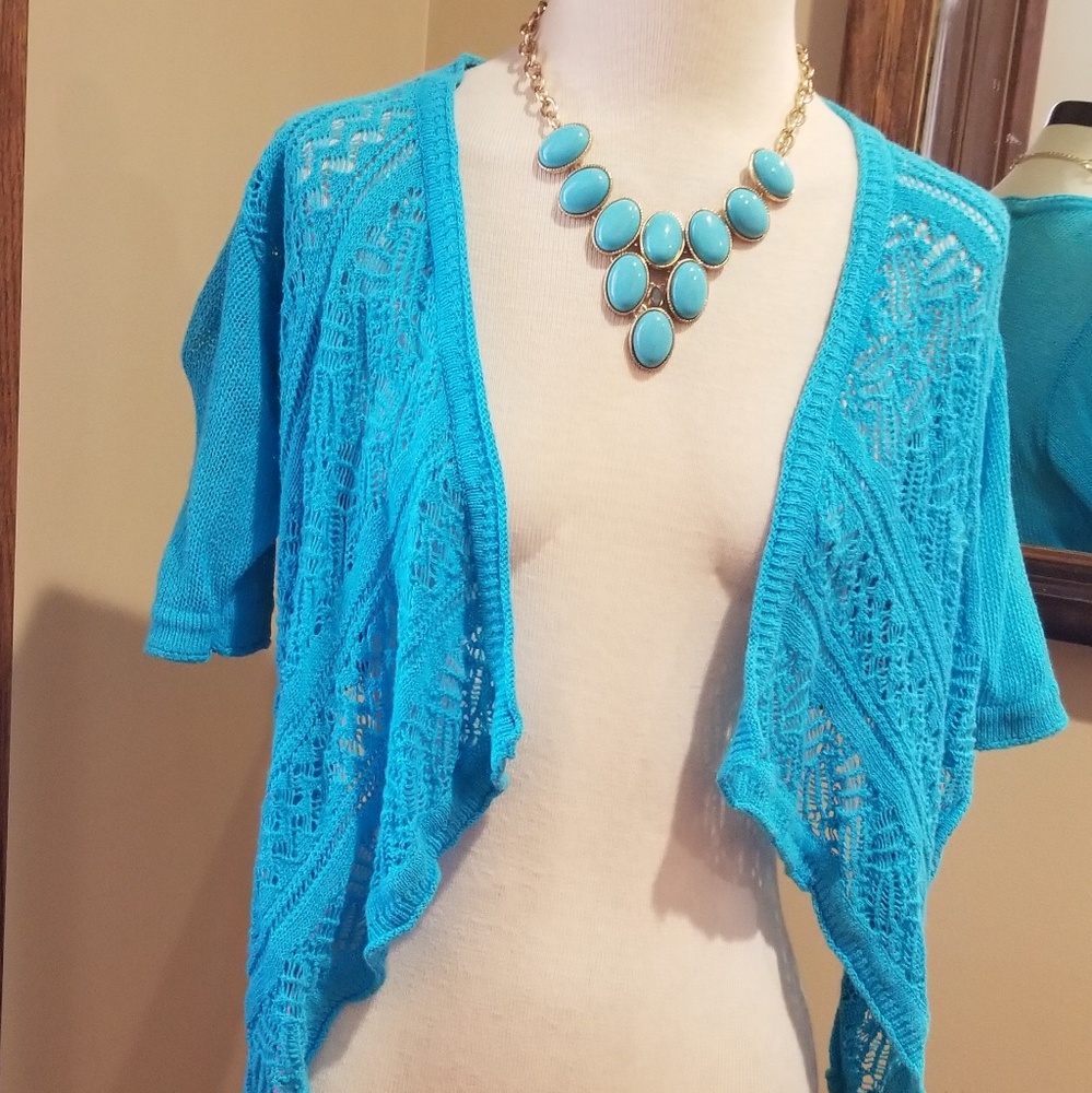 😎AQUA HIGH LOW OPEN CARDIGAN